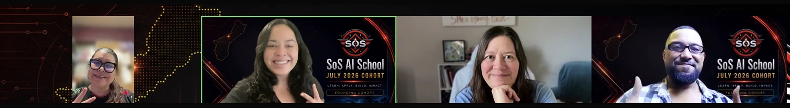 Documentary crop from the Fall 2026 SoS AI School orientation session, with participant names removed